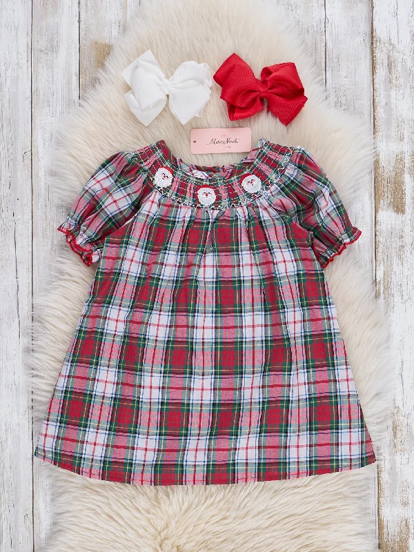 women's affordable dressesVintage Christmas Plaid Smocked Dress