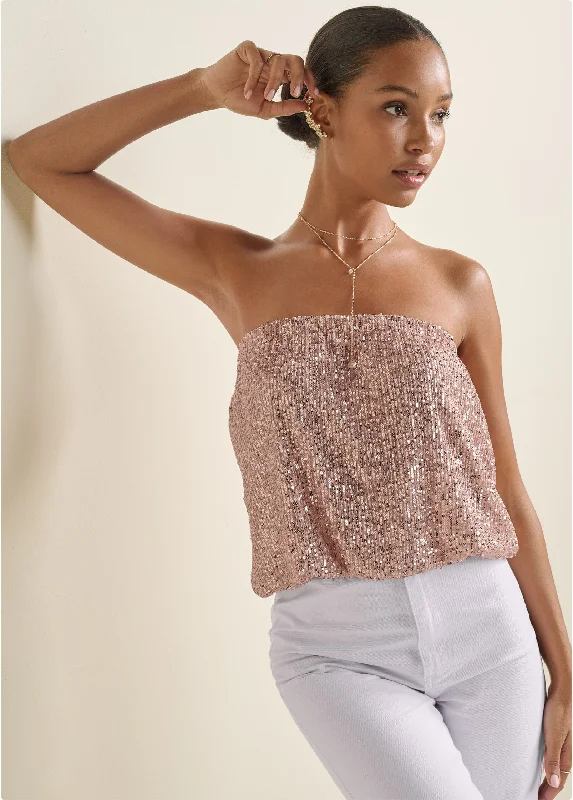 women's eco-friendly dressesSequin Tube Top - Rose Gold