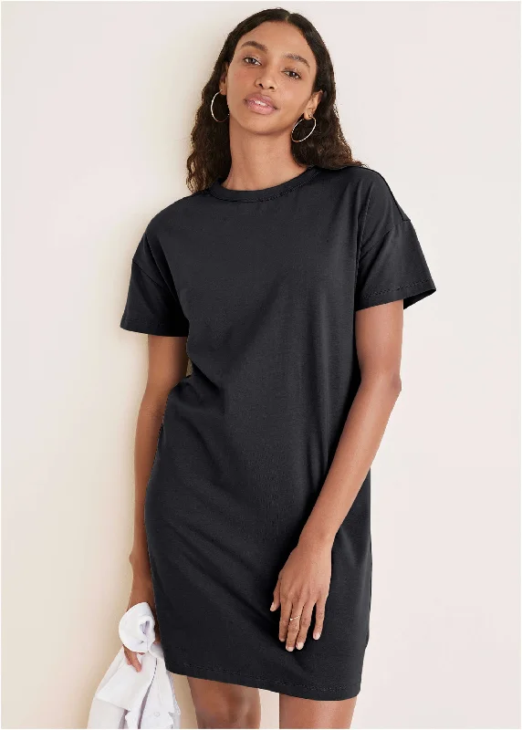 women's stretchy dressesT-Shirt Dress - Black