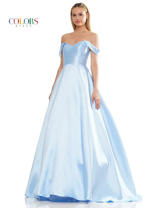 women's unique dressesColors 3182 Long Off Shoulder Mikado Prom Dress