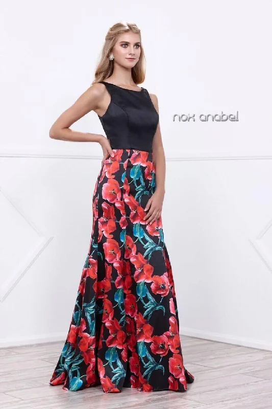 women's body-skimming dressesLong Formal Floral Print Prom Dress