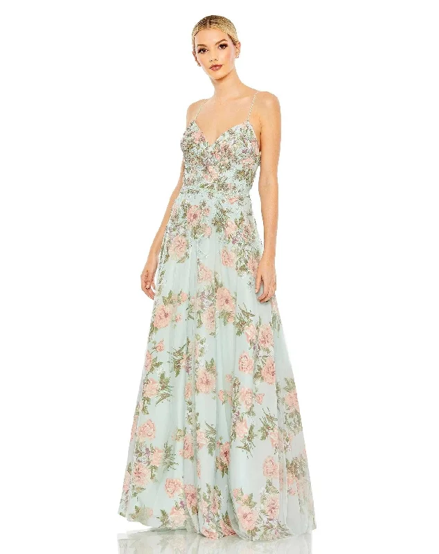 women's shift dressesMac Duggal 70129 Long Formal Floral Print Prom Gown