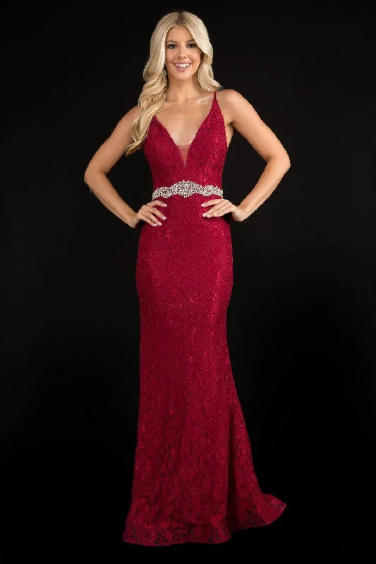 women's empire-line dressesNina Canacci Long Formal Beaded Lace Prom Gown 2295