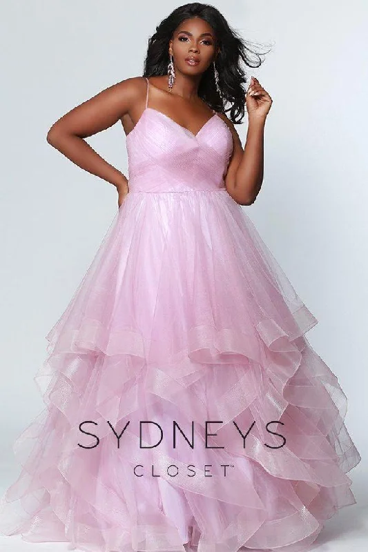 women's apple-shaped body dressesSydneys Closet Long Tulle Plus Size Prom Dress