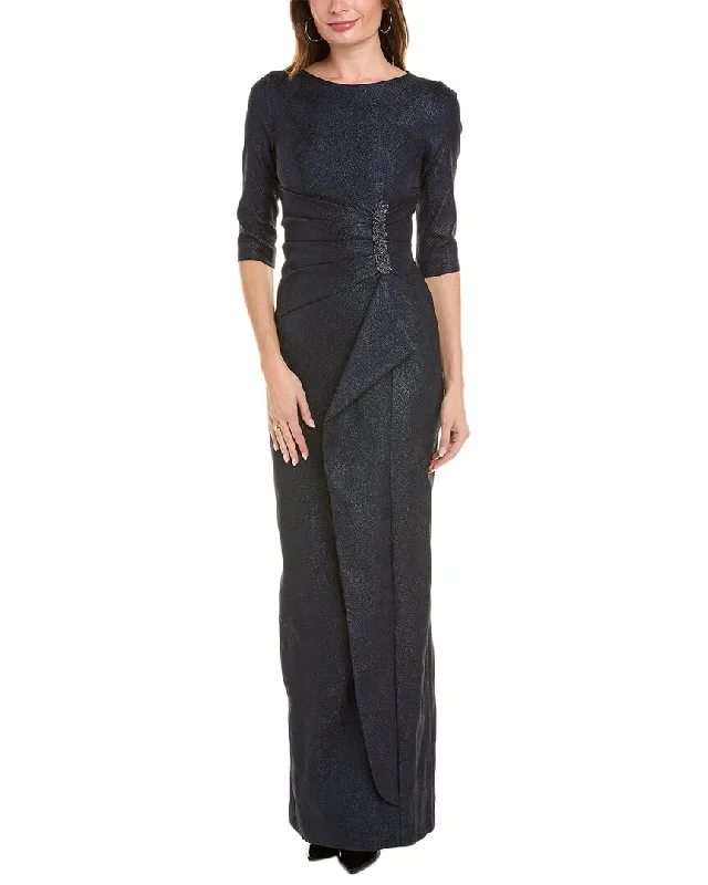 women's high-low dressesTeri Jon by Rickie Freeman Jacquard Gown